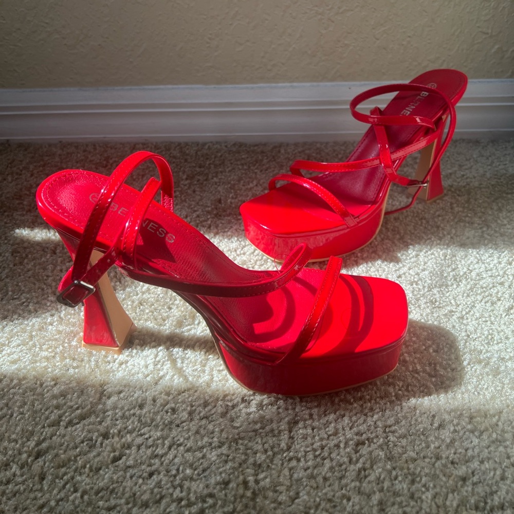 Fashionnova “ Andrea Platform Block Heels” RED